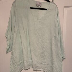 La Fixsun Lagenlook Tunic Blouse 100% Linen Size Small EUC